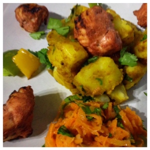 Tandoori chicken and Bombay potatoes
